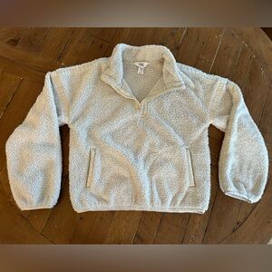 Athleta Girl Cream Sherpa Pullover with 1/4 Zip